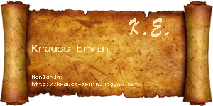 Krauss Ervin névjegykártya